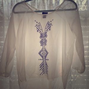 💛NWOT Rue21 Boho Sheer Blouse with Design